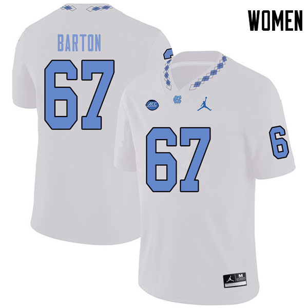 Jordan Brand Women #67 Harris Barton North Carolina Tar Heels College Football Jerseys Sale-White
